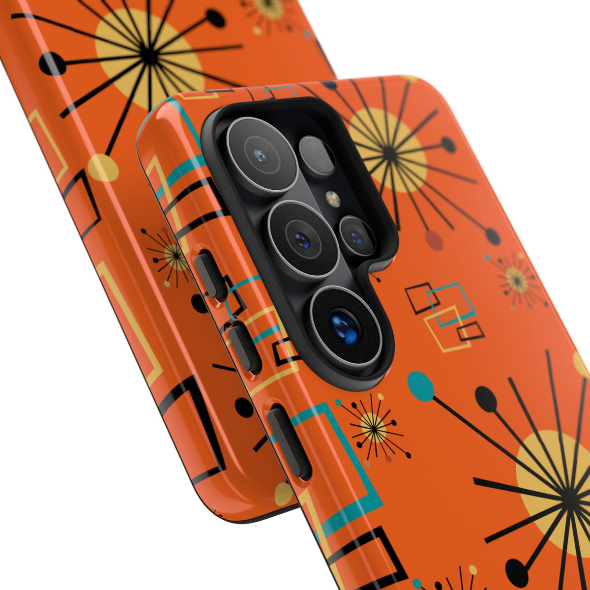 Mid Century Modern Sinatra Orange, Starburst, Geometric Funky Fun Tough Phone Case