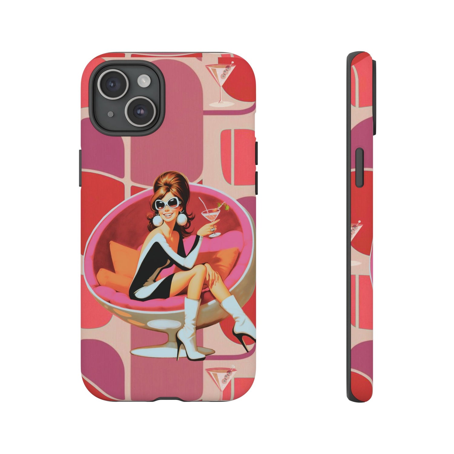 Mid Mod 60s Mod Gal, Kick Back Enjoy, Retro Chic Phone Case with Cocktail Design - Mid Century Modern Gal