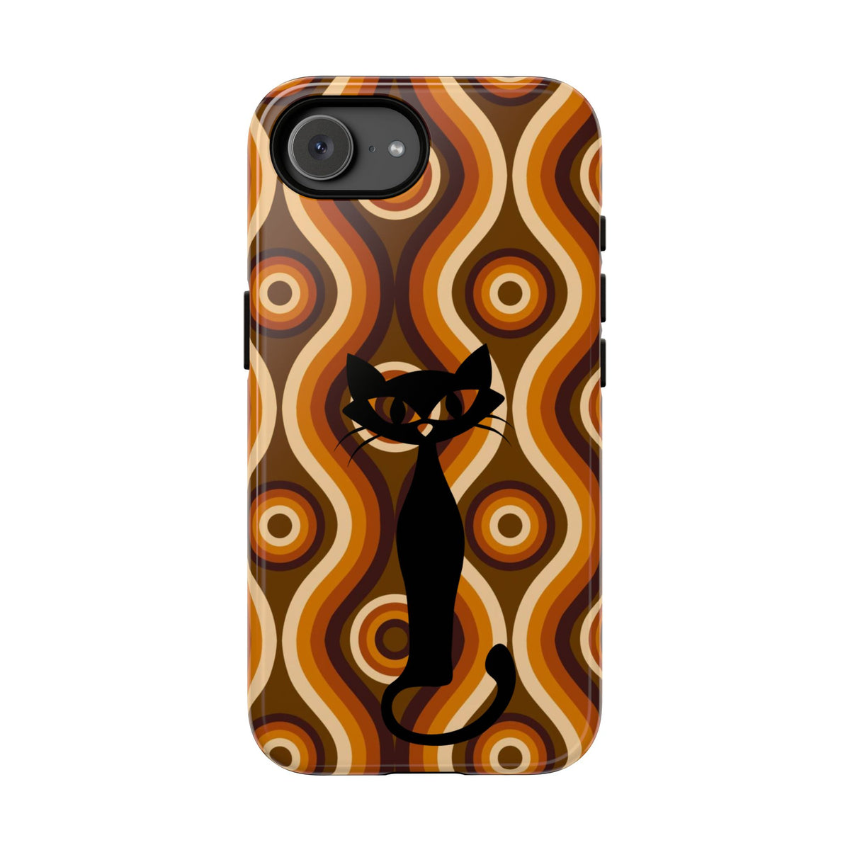 Retro Phone Case, Groovy Brown, Atomic Kitsch Cat Tough Smart Phone Cases