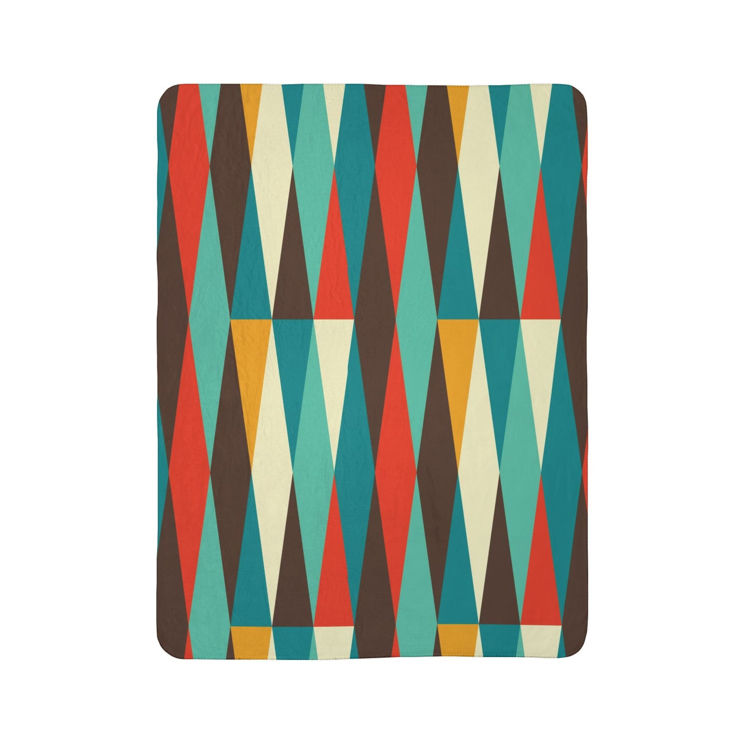 Mid Century Modern, Geometric, Retro, Mod, Teal Blue, Mustard Yellow, Chocolate Brown, Burnt Orange, Sherpa Blanket - Mid Century Modern Gal
