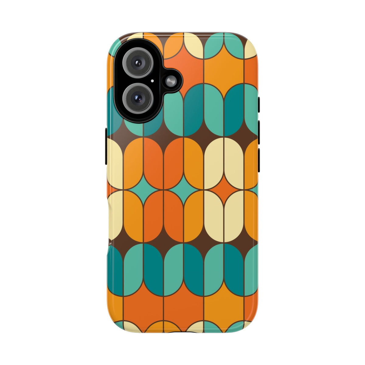 Mid Century Modern Orange, Teal Geometric Mod Designed Tough Phone Case