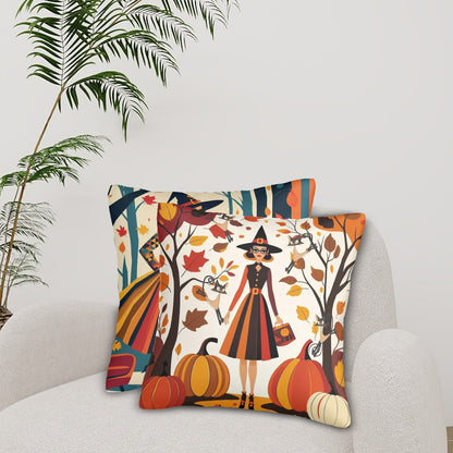 Mid Century Modern Fall, Halloween Kitschy Mod Witches, Atomic Quirky Cats Seasonal Pillow Covers - Mid Century Modern Gal