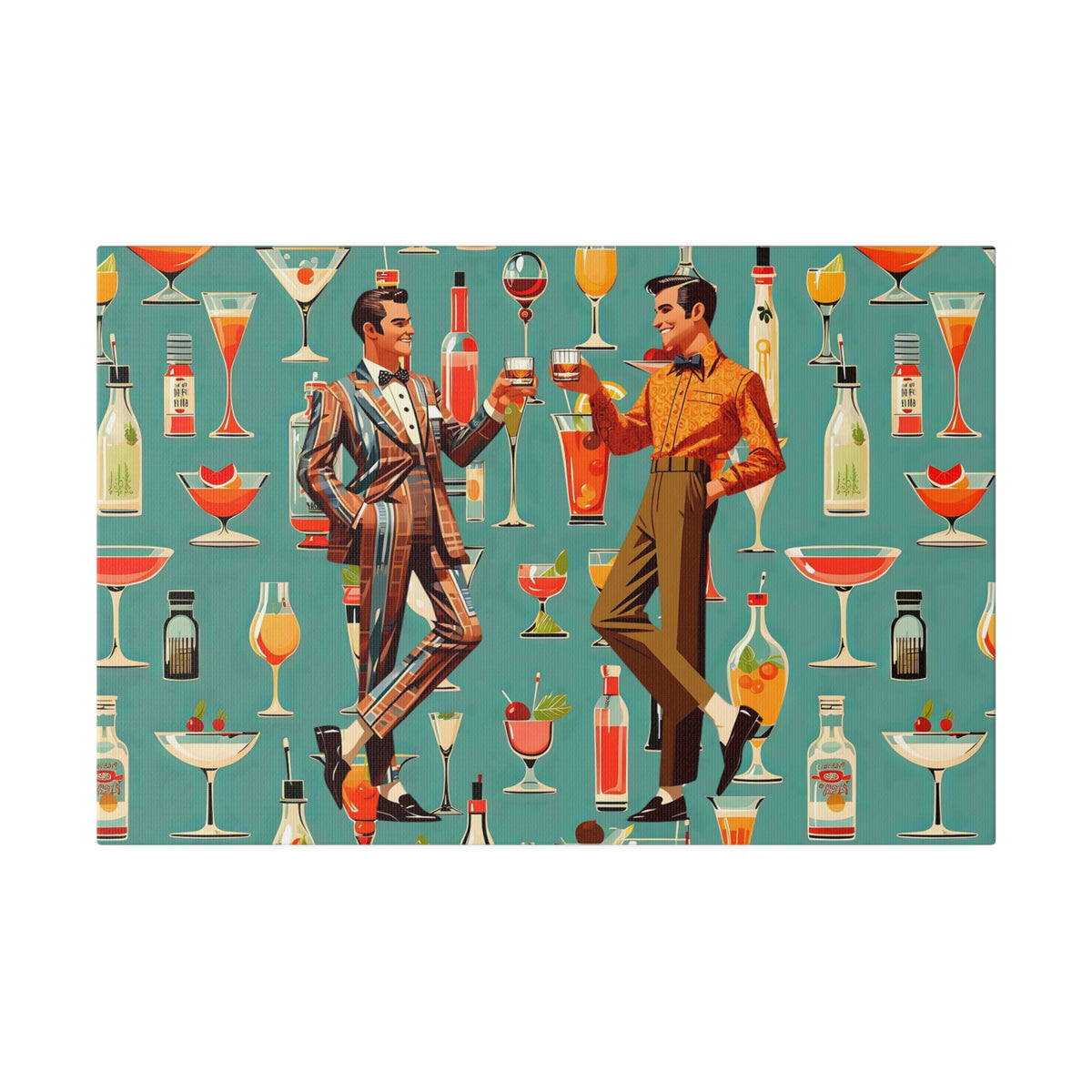 Atomic 50s Cocktail Art, Mid Century Modern Dapper Dudes, LGBTQ Unique Gifts, MCM Bar Art - Mid Century Modern Gal