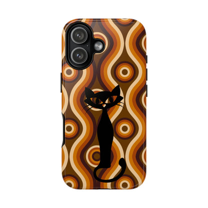 Retro Phone Case, Groovy Brown, Atomic Kitsch Cat Tough Smart Phone Cases