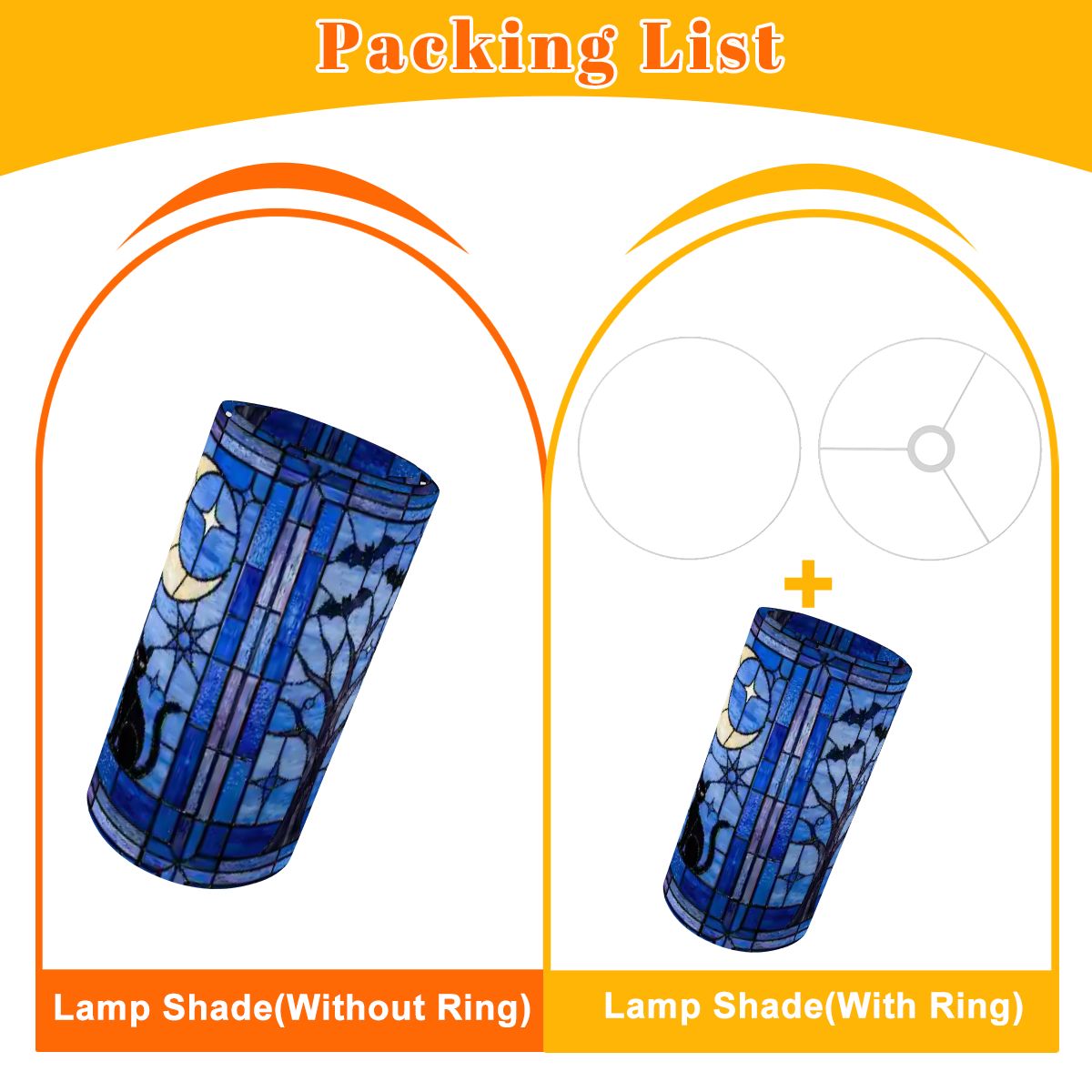 Halloween Stained Glass Style Night Sky Black Cat Lamp SHADE ONLY - For Arc Floor Lamps Only
