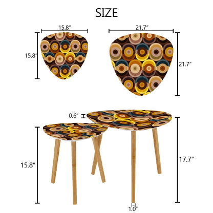 Mid Century Modern Nesting Tables Furniture, Groovy 70s Orbs, Brown, Yellow, Tan, Blue Mid Mod Furniture - Mid Century Modern Gal