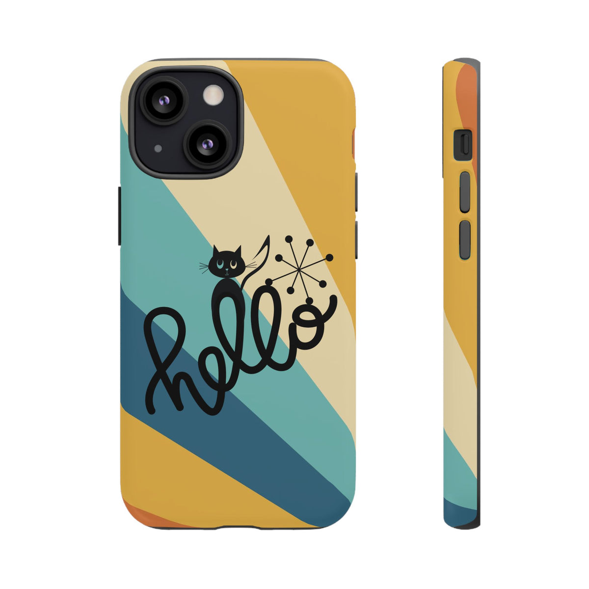 Atomic Groovy Cat, Retro, Kitschy, Hello Starburst, Mid Mod Smart Phone Tough Phone Cases - Mid Century Modern Gal