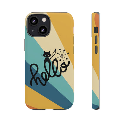 Atomic Groovy Cat, Retro, Kitschy, Hello Starburst, Mid Mod Smart Phone Tough Phone Cases - Mid Century Modern Gal