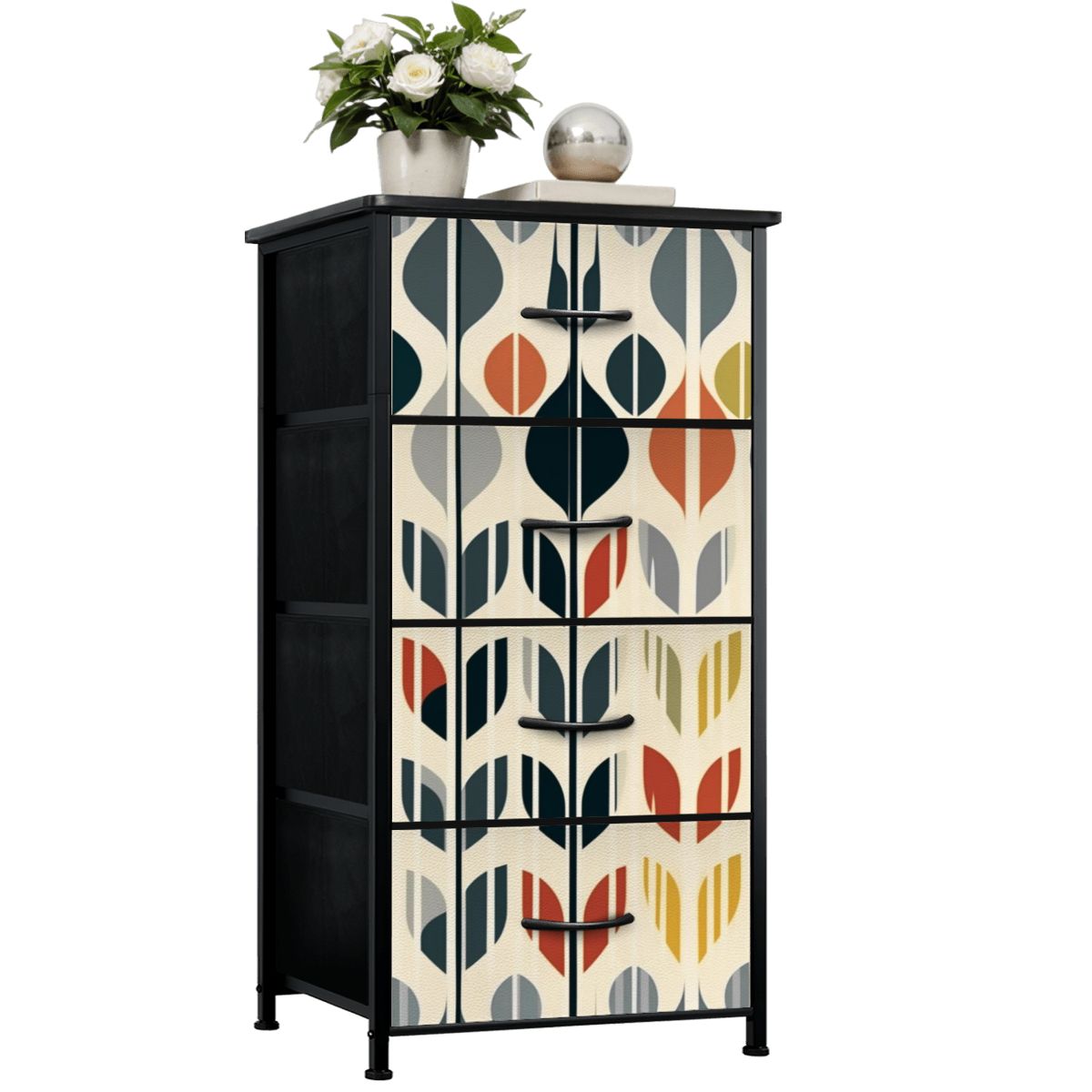 Mid Mod Scandinavian Floral Retro Modern Danish 4-Drawer Dresser - Mid Century Modern Gal