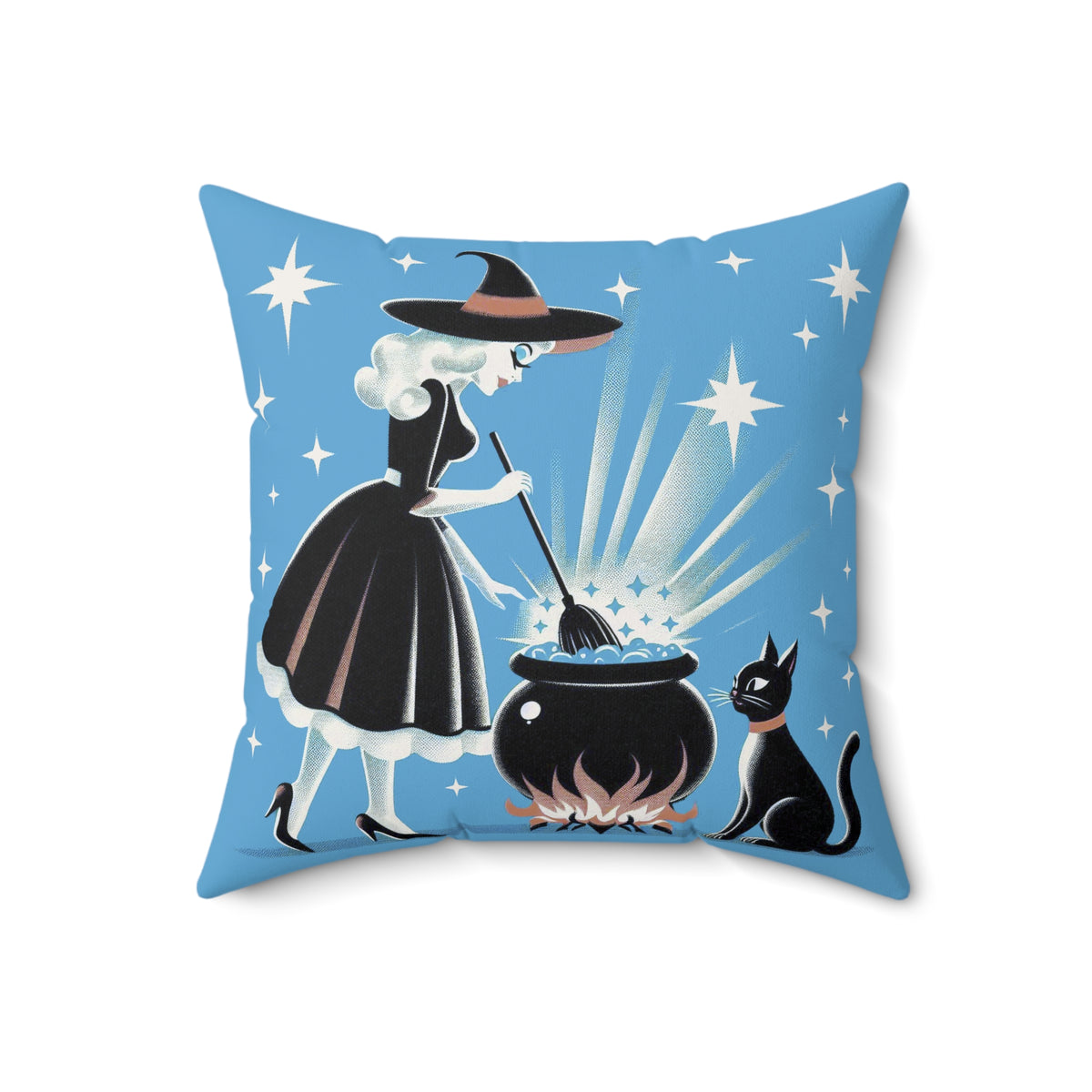 Witch's Brew Mid Century Modern Halloween Gothic Blue Pillow Cover and Insert - Mid Century Modern Gal