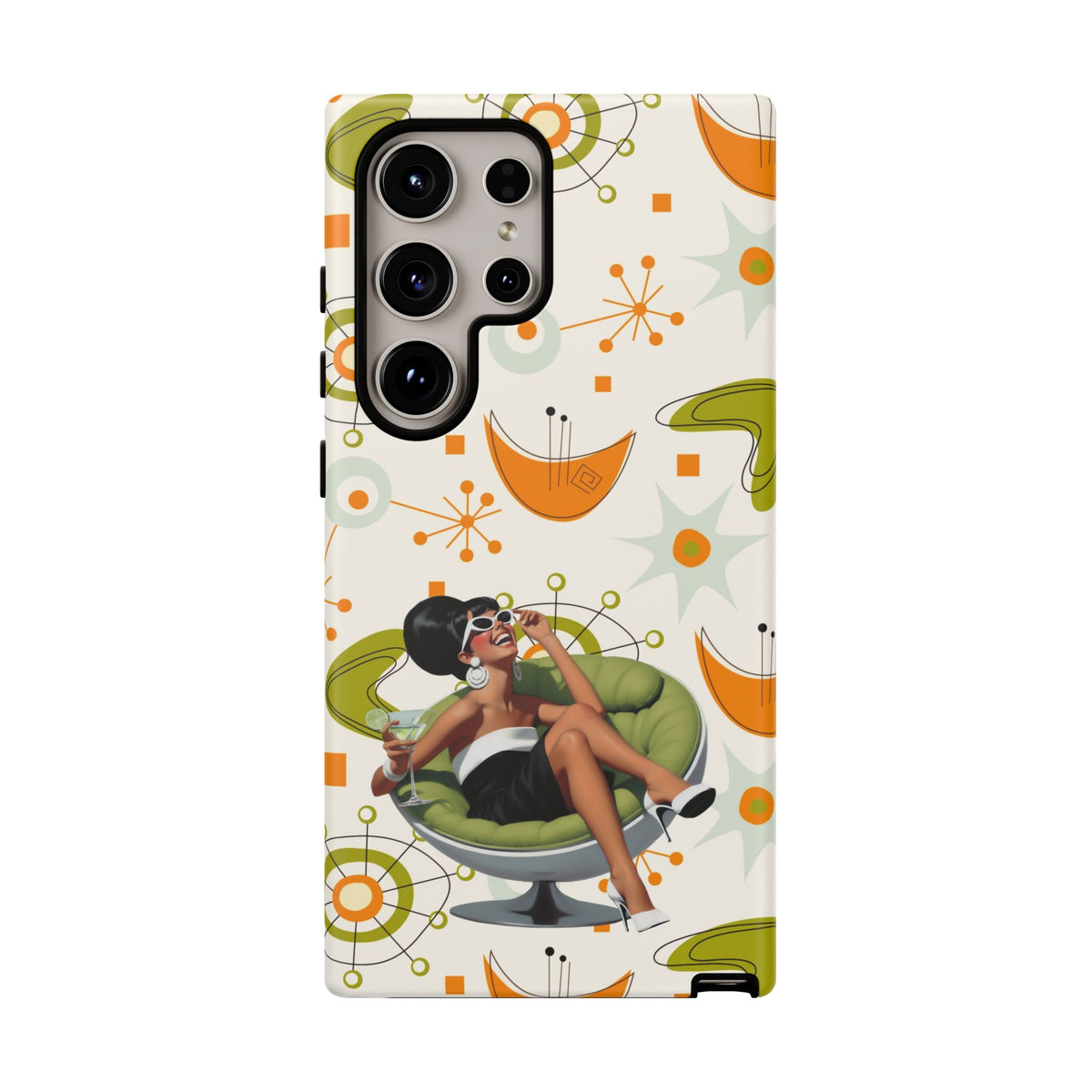 Mid Century Modern Atomic Starburst Mid Mod 60s Gal Retro Chic Tough Phone Case with Vintage Glamour Design - Mid Century Modern Gal