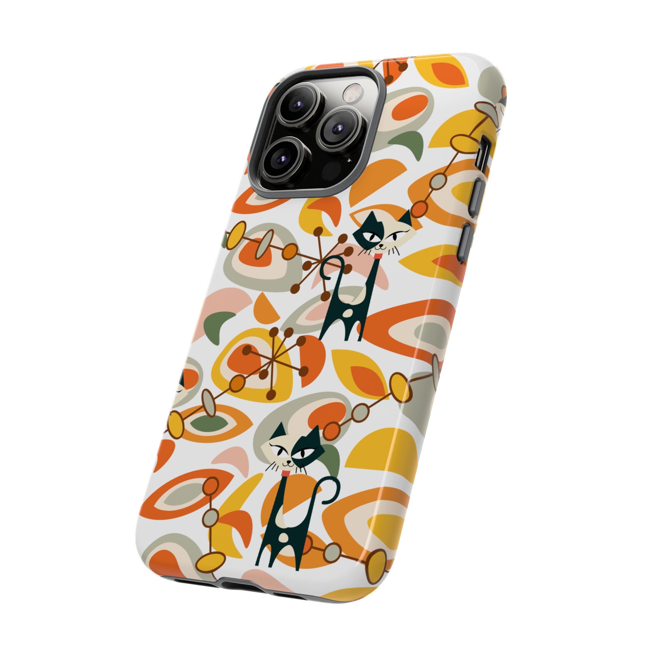 Atomic Cat Mid Mod Orange, Yellow, Groovy Cat Smart Phone Tough Cases