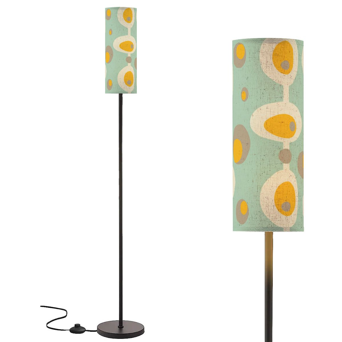 Mid Mod Groovy Mint Green, Mustard Yellow Mod Orbs, Retro Floor Lamp - Mid Century Modern Gal