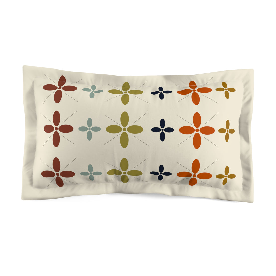 Modern Scandinavian Flower, Simple Minimalist MCM Microfiber Pillow Sham