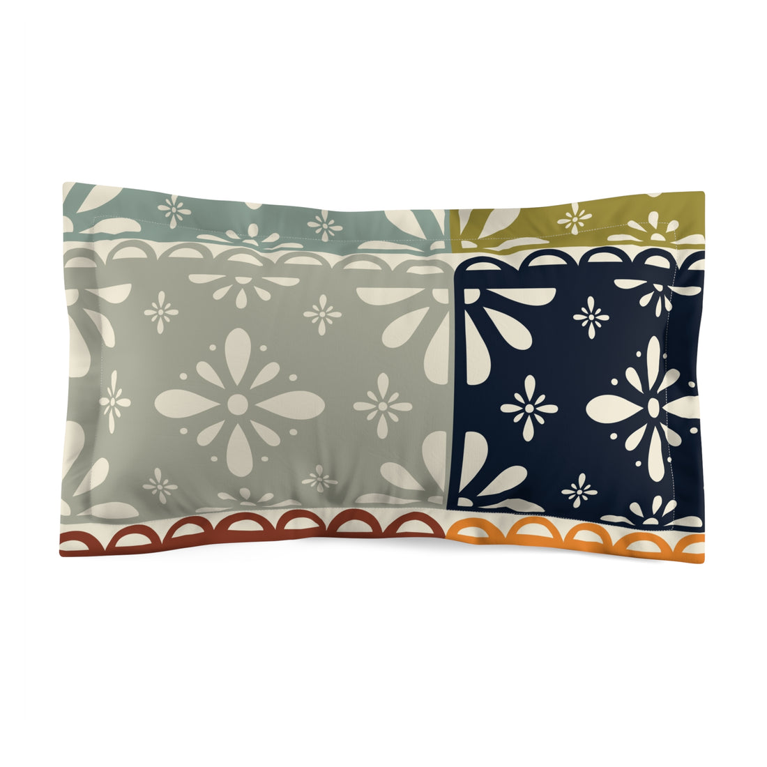 Modern Danish Scandinavian Patchwork Flower, Mid Mod Pillow Sham