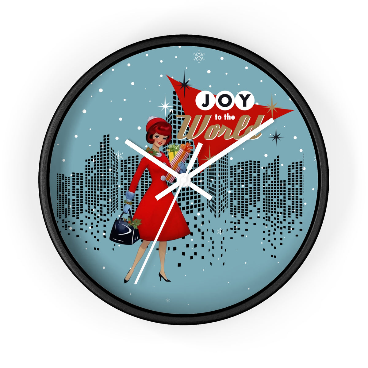 Mid Century Modern Christmas Clock, Retro Joy to the World Wall Clock – Vintage Holiday Decor - Mid Century Modern Gal