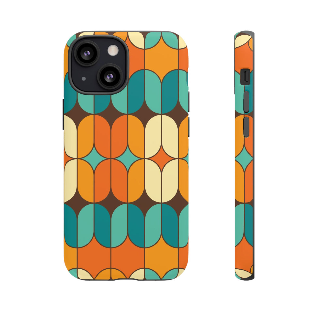 Mid Century Modern Orange, Teal Geometric Mod Designed Tough Phone Case