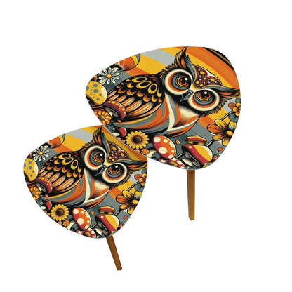 Retro 70s Owl Mushroom Groovy Mid Century Modern Nesting Tables - Mid Century Modern Gal