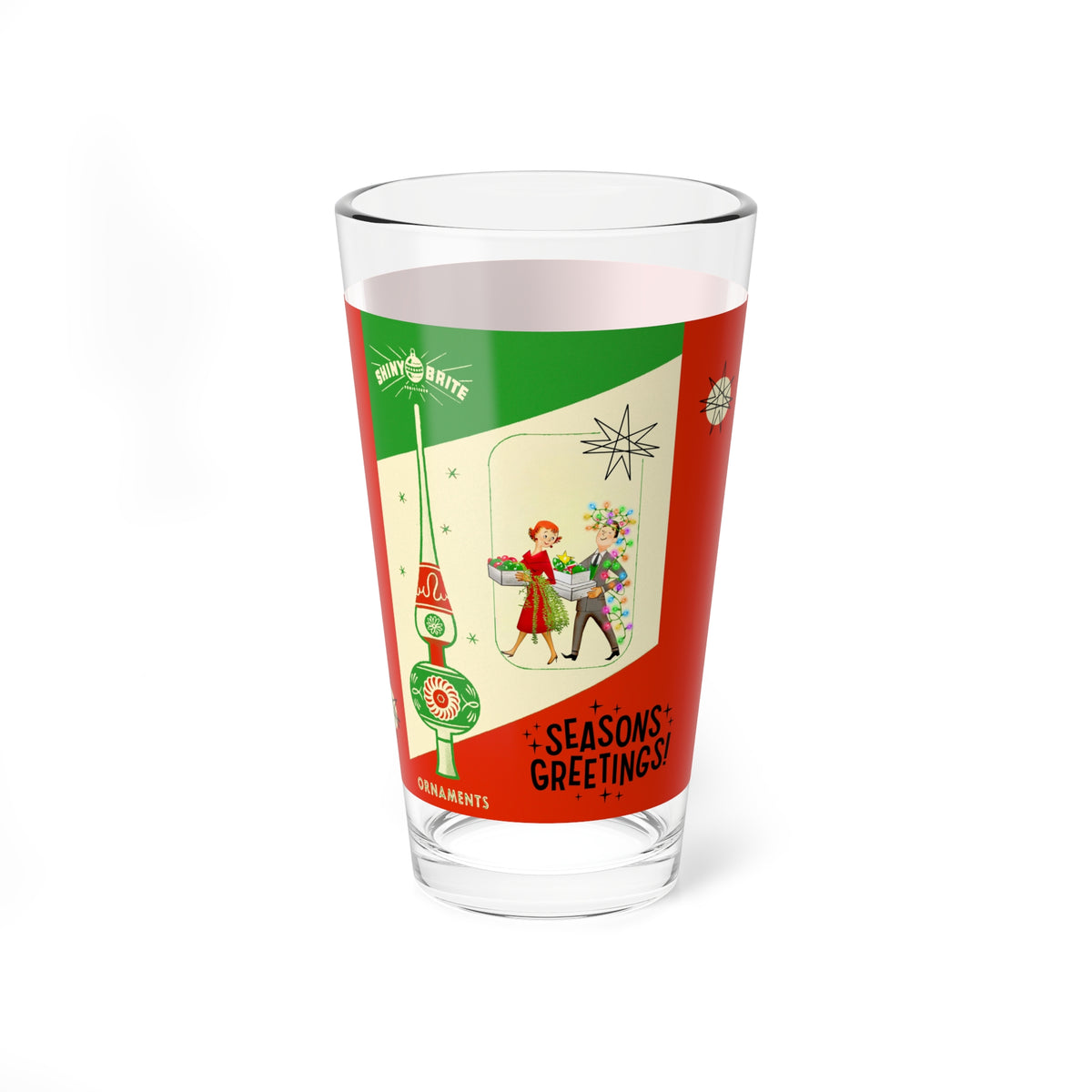 Vintage Shiny Bright Ornaments, Kitschy Mod Season Greetings Holiday MCM Barware - Mid Century Modern Gal