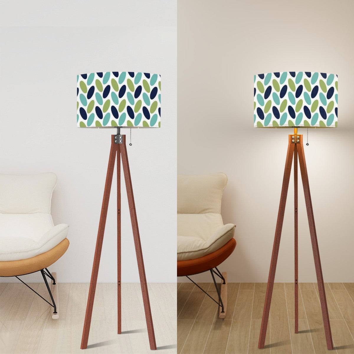 Mid Century Modern Navy Blue, Green, Aqua Funky Fun Tripod Floor Lamp - Mid Century Modern Gal