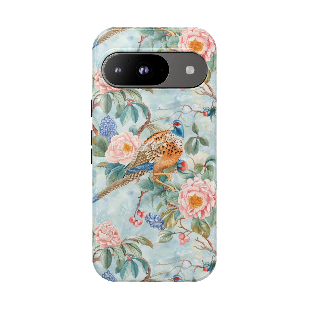 Chinoiserie Designed Floral Pheasant Phone Case with Bird Design