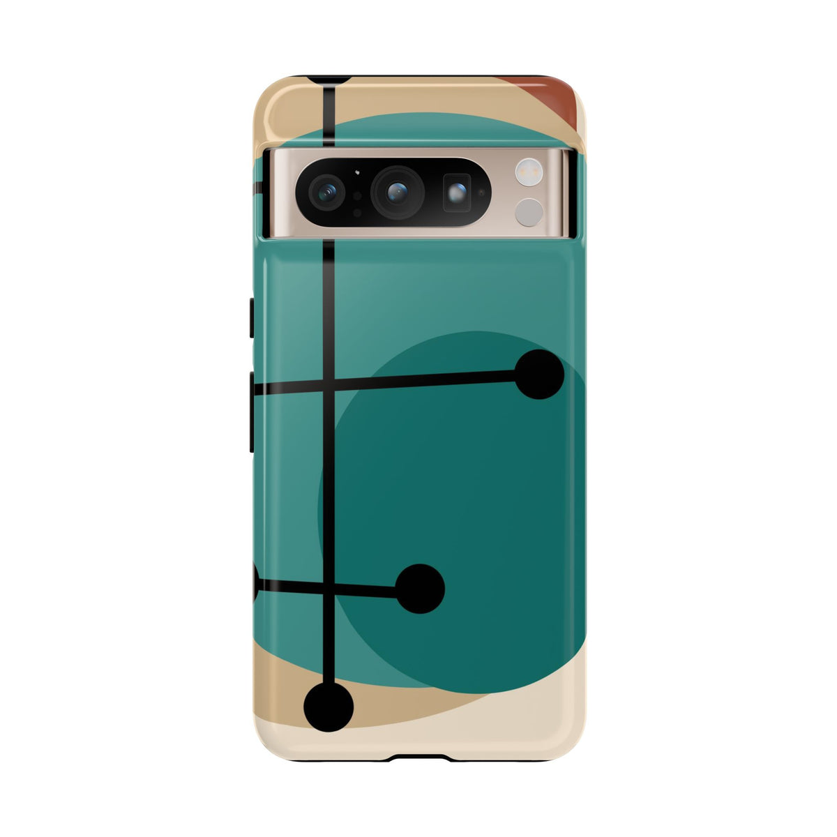 Mid Century Mod, Geometric, Retro Beige Teal Blue, Smart Phones Tough Phone Cases