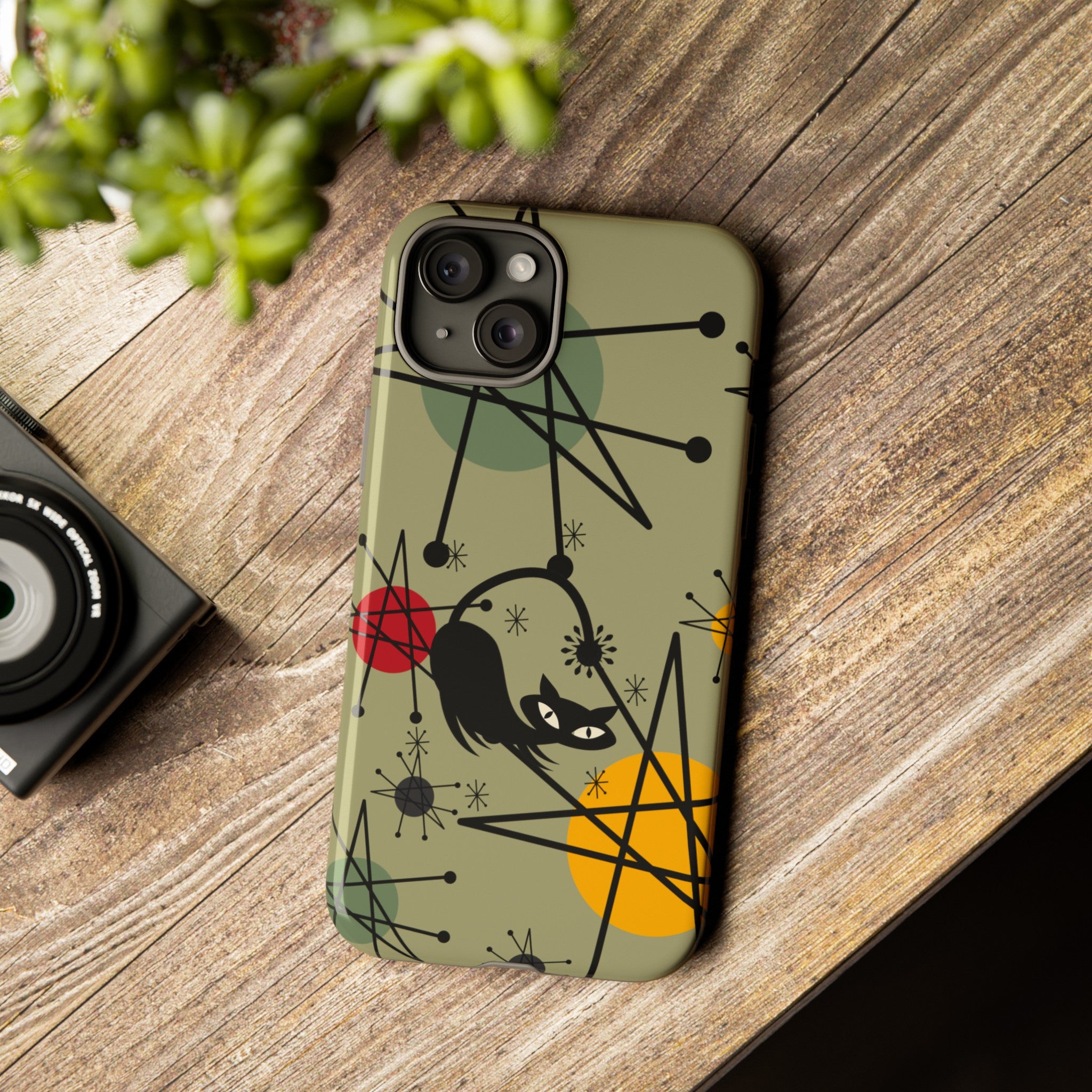 Mid Century Modern Atomic Cat, Retro Chic Groovy Mod Samsung, Smart Phone Tough Cases