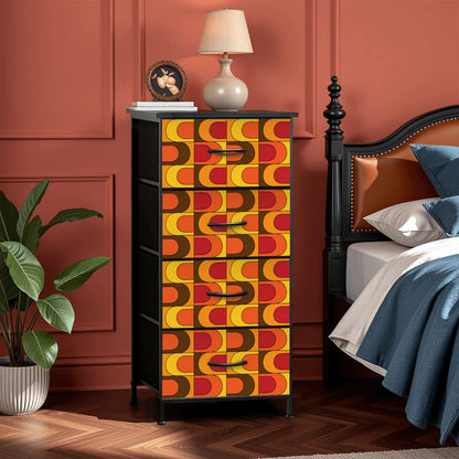 Retro Mid Mod Orange Yellow Brown Groovy 70s Design 4-Drawer Dresser - Mid Century Modern Gal