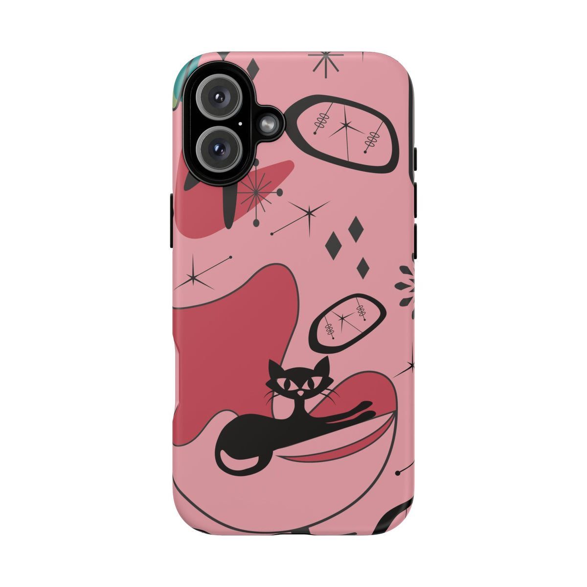 Atomic Cat, Pink Mid Century Modern, Egg Chair, Space Cat Tough Phone Case