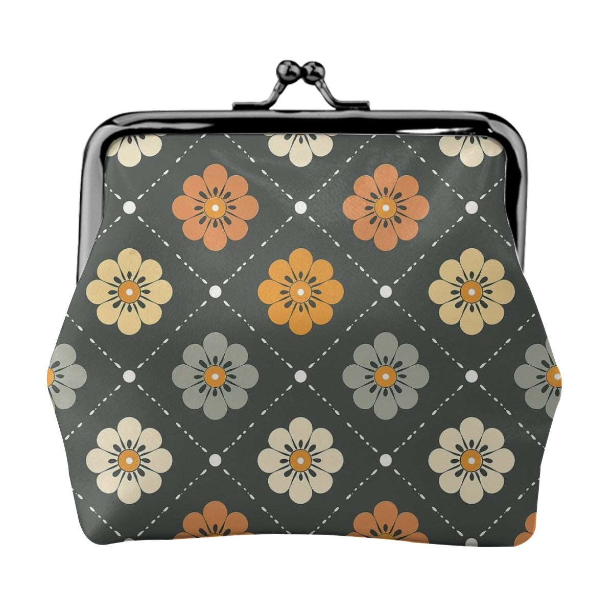 Scandinavian Floral, Mustard Yellow, Gray Mid Century Modern Coin Purse - Mid Century Modern Gal