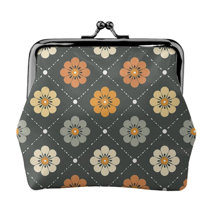 Scandinavian Floral, Mustard Yellow, Gray Mid Century Modern Coin Purse - Mid Century Modern Gal