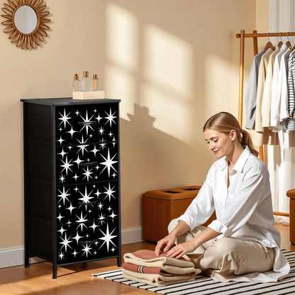 Atomic Starburst Black White Mid Century Modern 4-Drawer Dresser - Mid Century Modern Gal