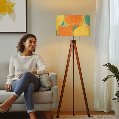Mid Century Modern Atomic Space Orange, Teal, Yellow Mod Tripod Floor Lamp - Mid Century Modern Gal
