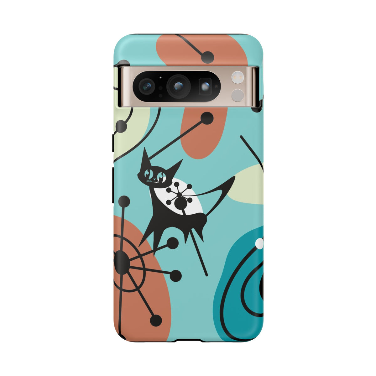Atomic Kittie, Mid Century Modern Geometric Amoeba Retro Smart PhoneTough Phone
