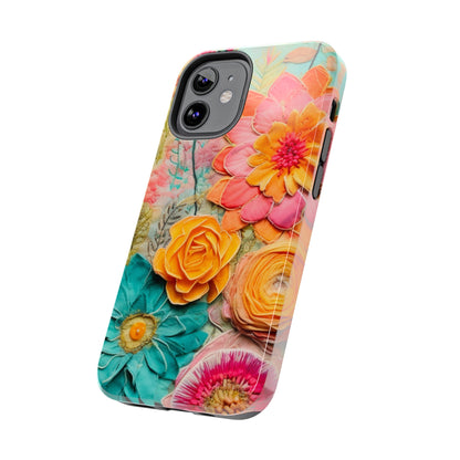 Boho Retro Floral Faux Pressed Flowers Smart Phone Tough Phone Cases