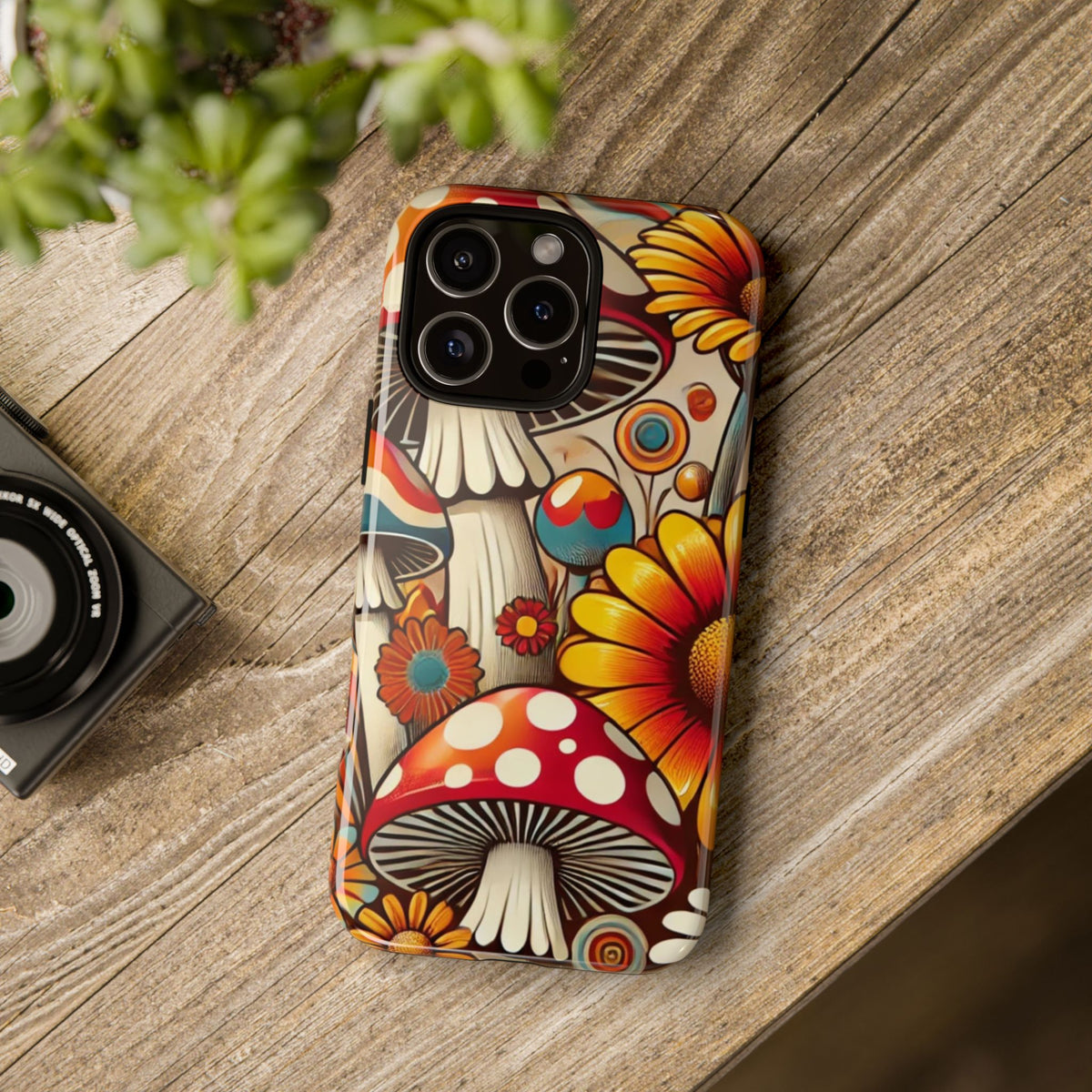 Colorful Mushroom Flower Phone Case - Boho Chic Design