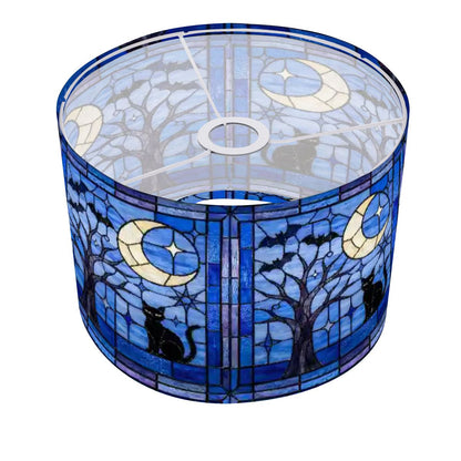 Halloween Stained Glass Style Night Sky Black Cat Lamp SHADE ONLY - For Arc Floor Lamps Only