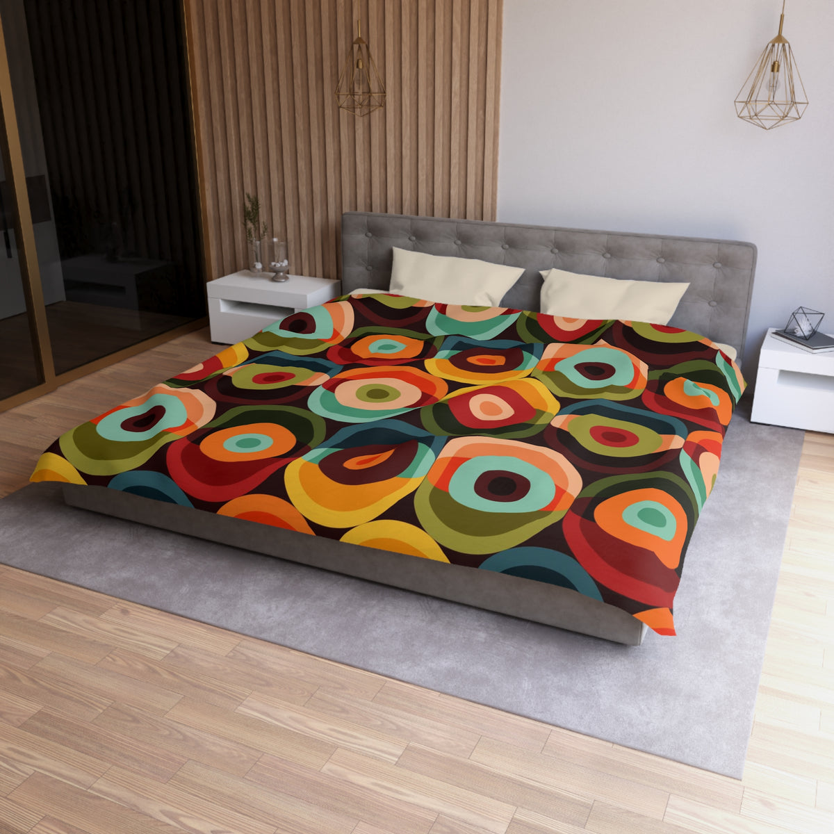 60's 70s Retro Groovy Circles, Hipster Home Decor, Mid Mod, MCM Duvet Cover - Mid Century Modern Gal