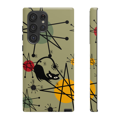 Mid Century Modern Atomic Cat, Retro Chic Groovy Mod Samsung, Smart Phone Tough Cases