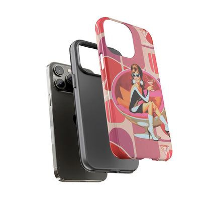 Mid Mod 60s Mod Gal, Kick Back Enjoy, Retro Chic Phone Case with Cocktail Design