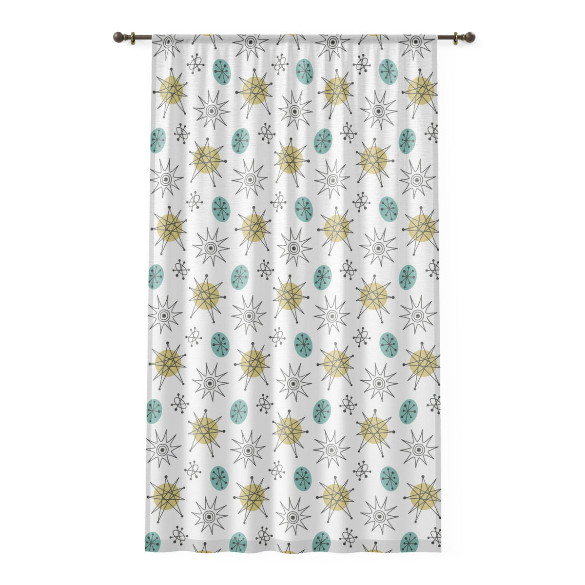 50s Franciscan Starburst Classic White Mid Century Modern White Sheer Window Curtain - Mid Century Modern Gal