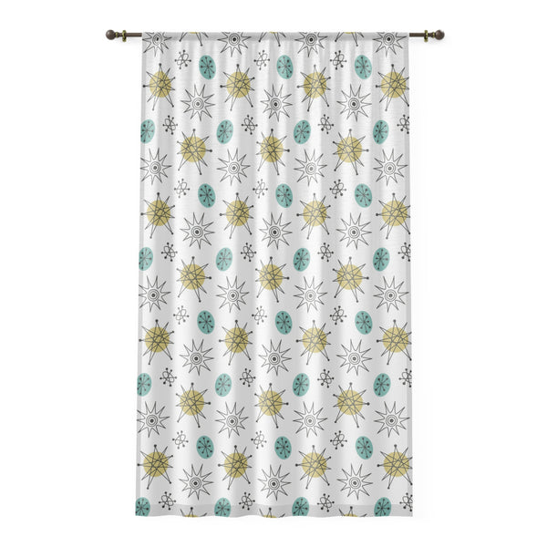 50s Franciscan Starburst Classic White Mid Century Modern White Sheer Window Curtain