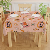 Atomic Cat Kitschy Mid Century Modern Coral Pink Quirky Fun Spring Summer Tablecloth - Mid Century Modern Gal