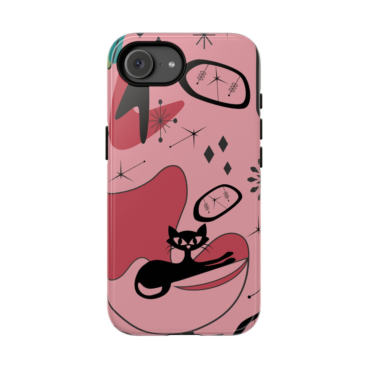 Atomic Cat, Pink Mid Century Modern, Egg Chair, Space Cat Tough Phone Case