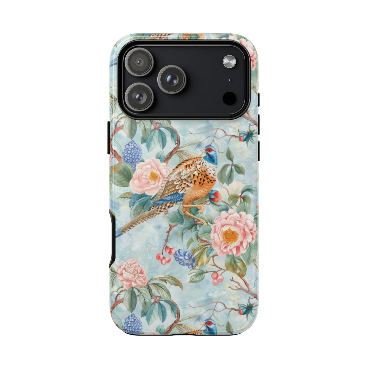 Chinoiserie Designed Floral Pheasant Phone Case with Bird Design