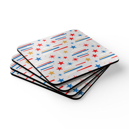 Mid Century Modern 4th of July Stars Corkwood Coaster Set - Mid Century Modern Gal