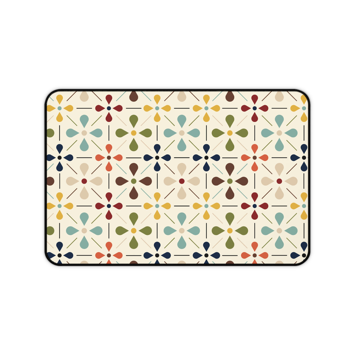 Mid Century Modern Scandinavian Flower, Mod Multi Color Desk Mat - Mid Century Modern Gal