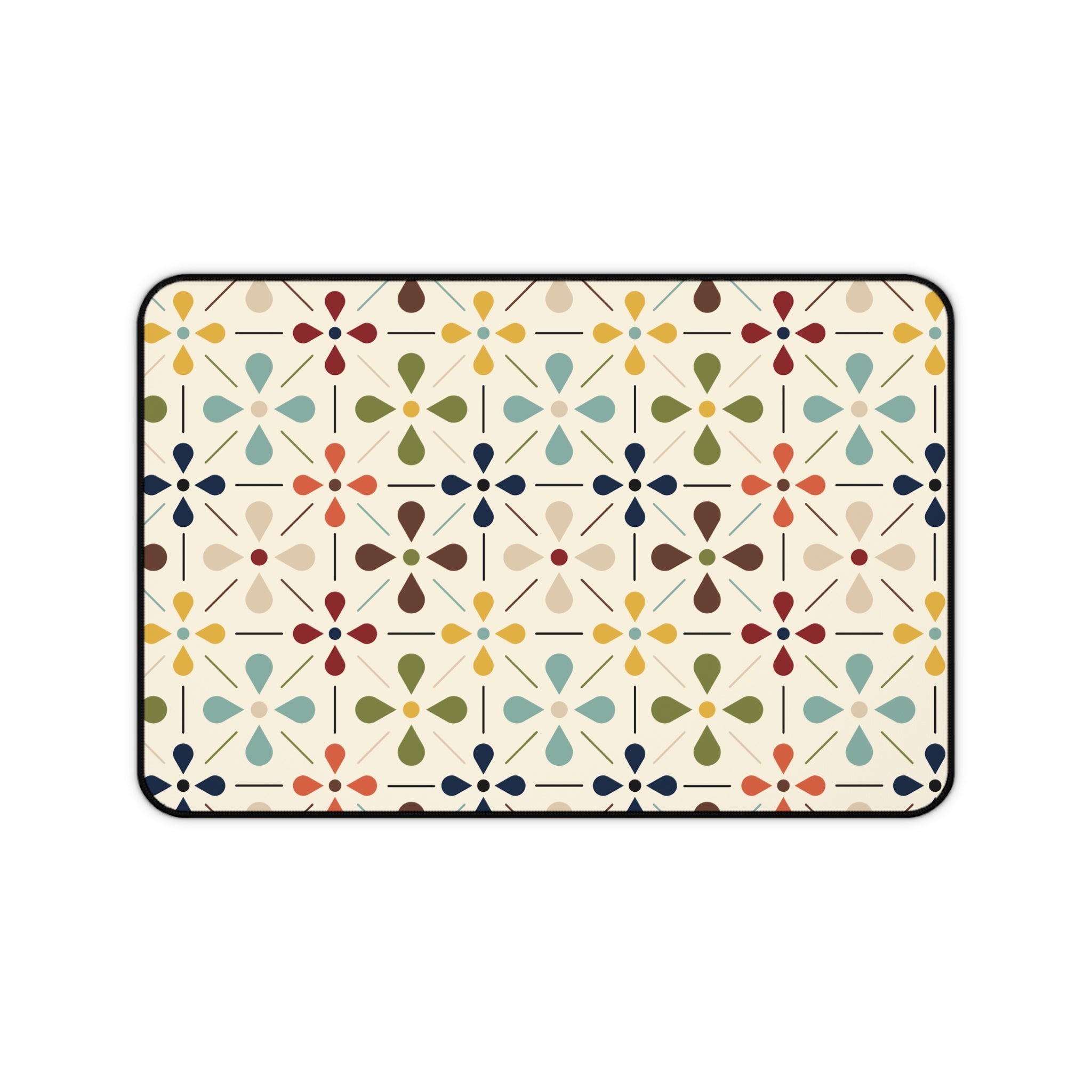 Mid Century Modern Scandinavian Flower, Mod Multi Color Desk Mat