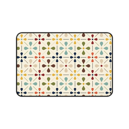 Mid Century Modern Scandinavian Flower, Mod Multi Color Desk Mat