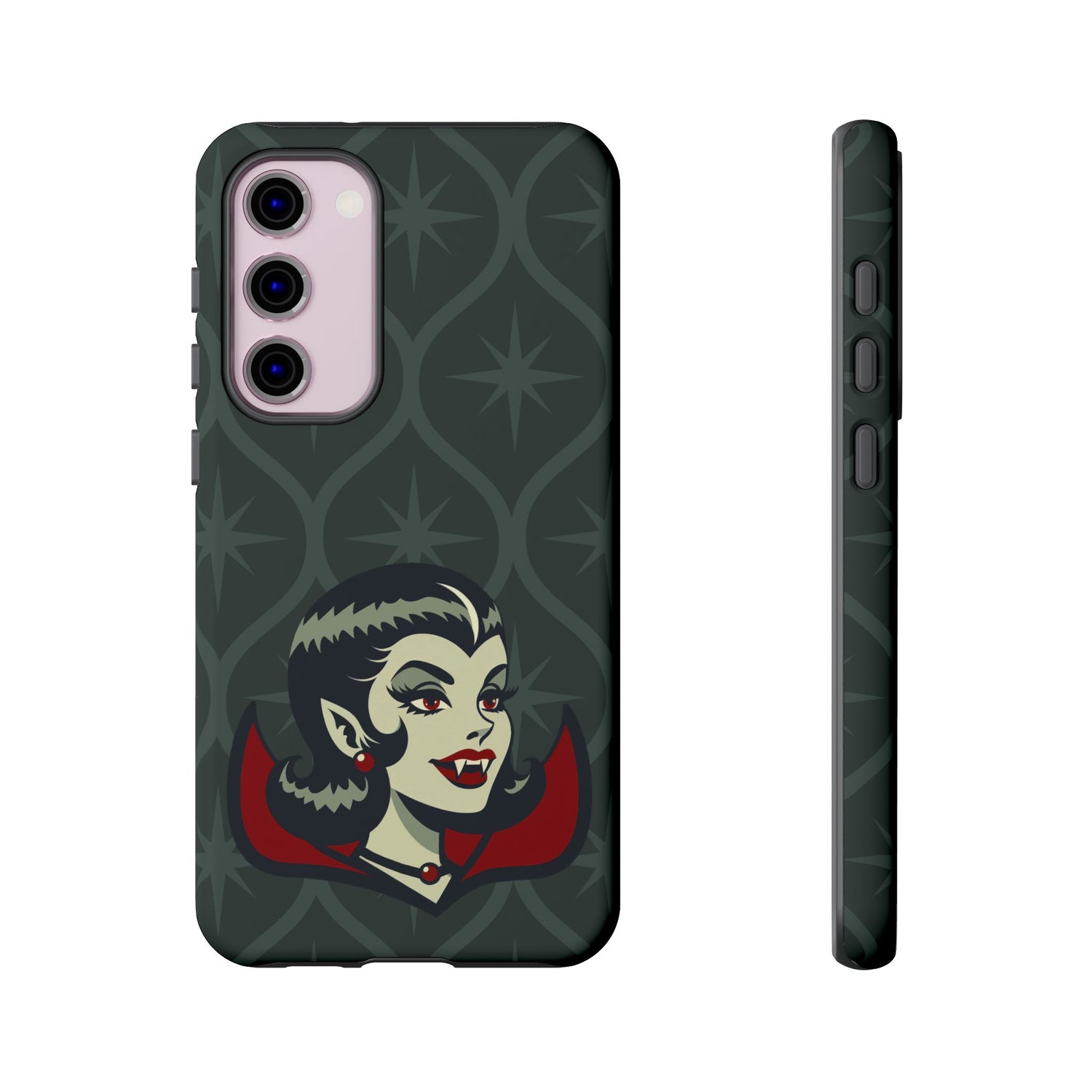 Vampire Dracula Girl Halloween Goth Horror Buff MCM Green Tough Phone Case - Mid Century Modern Gal
